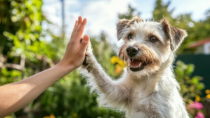 Dog and Human High Five: Outdoor Fun