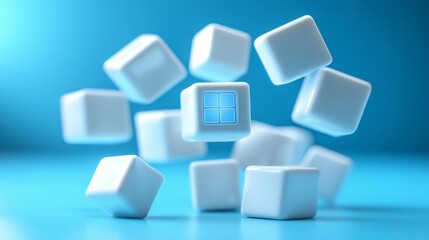 Blue Cubes in Harmony. Generative AI