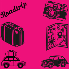 Obraz premium Roadtrip bundle line art and illustrator eps
