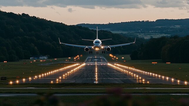 Airplane Landing at Night