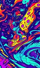 Psychedelic Abstract Art  Vibrant Colors  Fluid Shapes  Graffiti Style