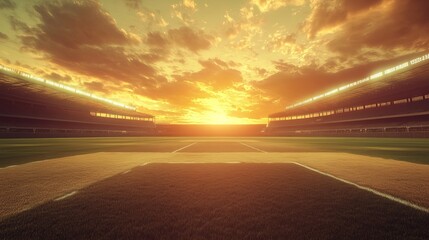 Cricket Stadium with a Sunset sky in the background, Cricket stadium Day view