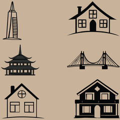Architecture bundle line art and illustrator eps