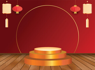 Red Stage: Vibrant Performance Platform in Bold Hues