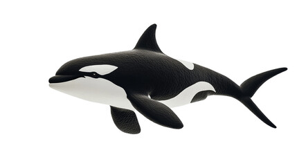 A detailed 3D render showcases a killer whale in profile view against a black background.