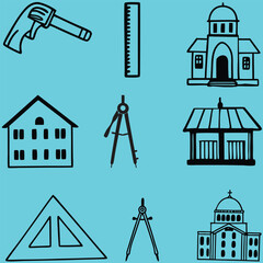 Architecture bundle line art and illustrator eps