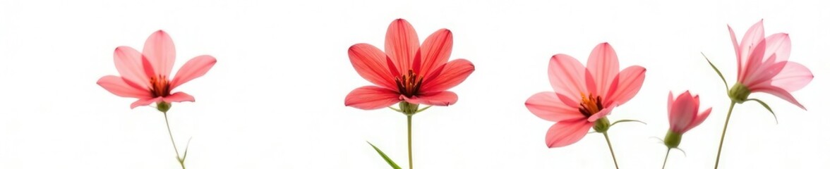 Fototapeta premium Delicate red flower isolated on white background, nature, wildflowers