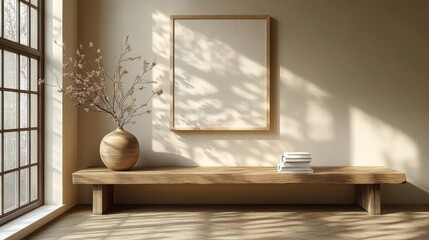 Cozy Living Room with Decorative Vase. Generative AI