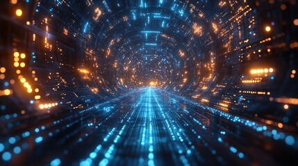 Fototapeta premium Digital Tunnel: A Journey Through Cyberspace