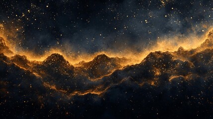 Fototapeta premium Golden Cosmic Nebula. Generative AI