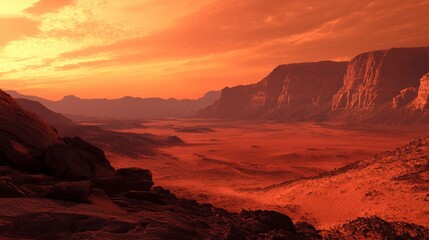 Naklejka premium martian sunset landscape
