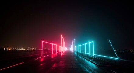 Neon Lights Installation at Night