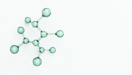Abstract representation of molecular structure with green spheres on a white background
