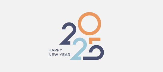 Fototapeta premium 2025. New year's eve 2025 minimalist. Happy new year. Template design for new year celebration with white background. Calendar 2025
