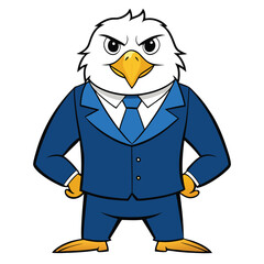A bald eagle in a stormy blue suit with minimal detailing Illustrator Artwork