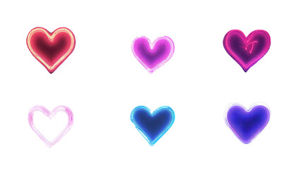 Vibrant and colorful heart icons for digital and creative projects. transparent background