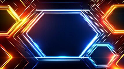 Abstract Hexagonal Neon Light Design Background