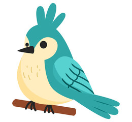 Cute bird on a branch animal cartoon clipart illustration