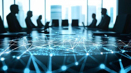 futuristic leadership training, technology-driven corporate coaching, AI and business innovation, executives leveraging digital tools, high-tech boardroom, copyspace, no trademark, no watermark