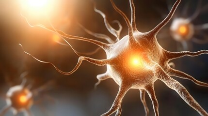 Microscopic Neuron Cell Structure Detailed Anatomy Golden Light Medical Science