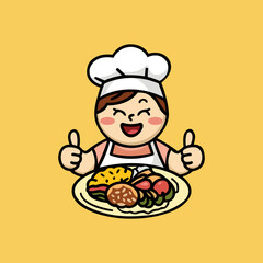 Food logo with cartoon chef