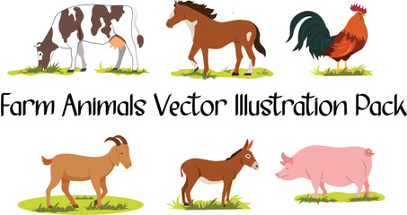 A vector pack of farm animals, bringing rural charm to any design or illustration.