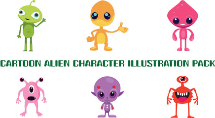 A cute cartoon alien character pack, designed to bring charm and creativity to your projects.