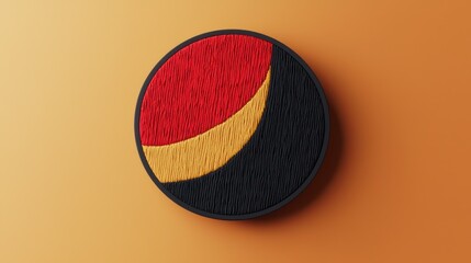 Bold, circular, two-toned embroidered patch in 3D, ideal for standout brand identities.