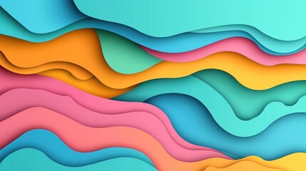 Colorful paper waves abstract background design (2)