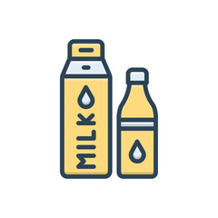 Color illustration icon for milk