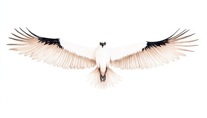 Majestic bird soaring with outstretched wings against a clean white background, symbolizing freedom