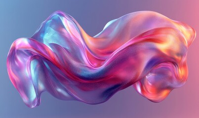 Obraz premium Abstract iridescent geometric shapes, vibrant design, 3d render, Generative AI