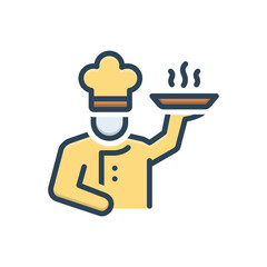 Color illustration icon for chef
