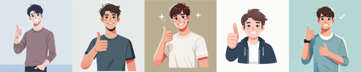 vector of young man giving thumbs up