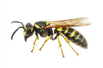 Common wasp, Vespula vulgaris, European wasp isolated on white background