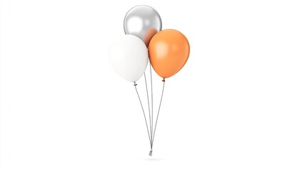 Three colorful balloons floating gracefully, symbolizing celebration and joy in a minimalistic setting