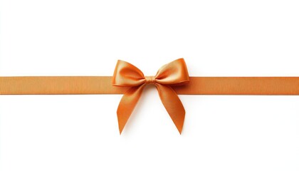 Fototapeta premium Elegant orange ribbon bow on a white background, perfect for gift wrapping and decoration