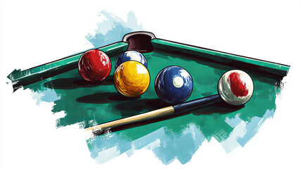 Billiard or snooker poolroom design for sports, leisure or club emblem