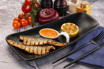 Grilled seabass fillet with lemon