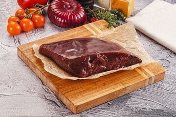 Raw beef liver for cooking
