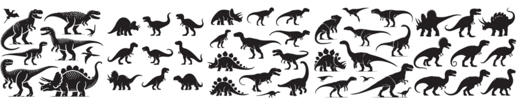 set of vector dinosaur silhouette icons