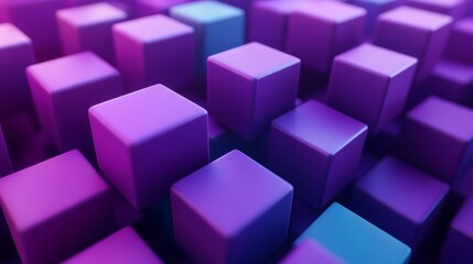 Fototapeta premium Abstract purple cubes, dynamic design, 3d render, Generative AI
