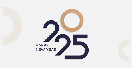 2025. New year's eve 2025 minimalist. Happy new year. Template design for new year celebration with white background. Calendar 2025