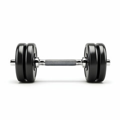 Fototapeta premium Black dumbbell on white background, fitness