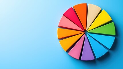 Obraz premium Colorful Pie Chart Segments on Blue Background Data Visualization