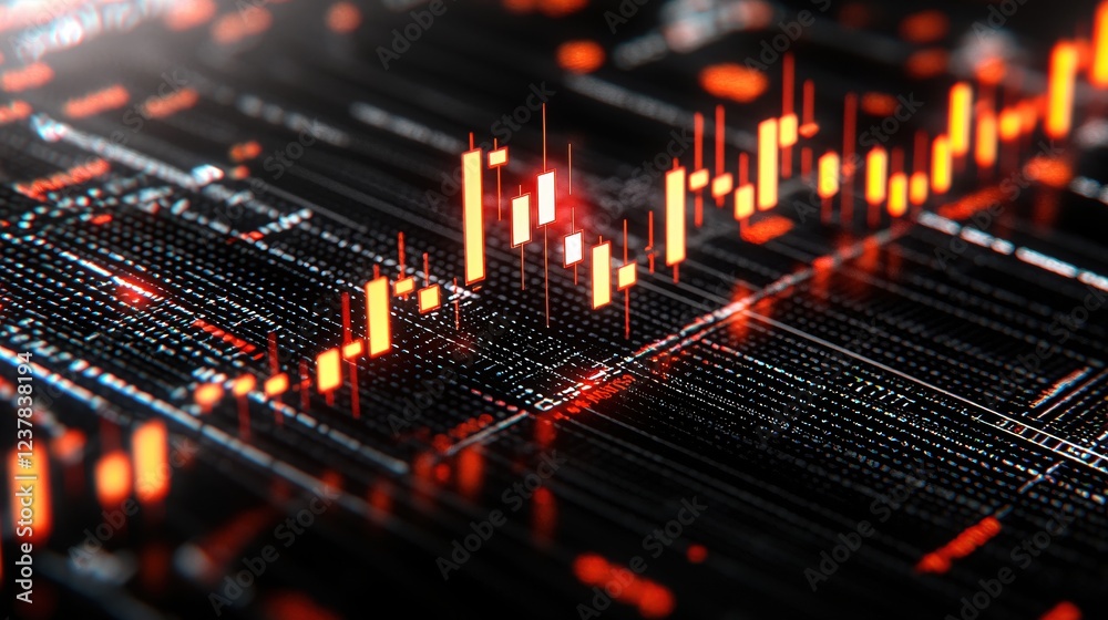 Poster abstract stock market data visualization candlestick charts digital finance