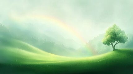 Obraz premium Picturesque green hill, a serene landscape under clear sky green