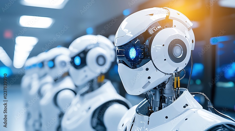 Leinwandbilder advanced robotics technology white robots future innovation factory