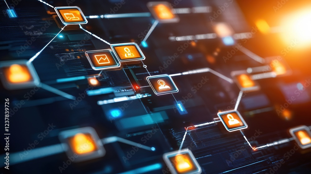 Aufkleber global network digital connections technology data flow innovation