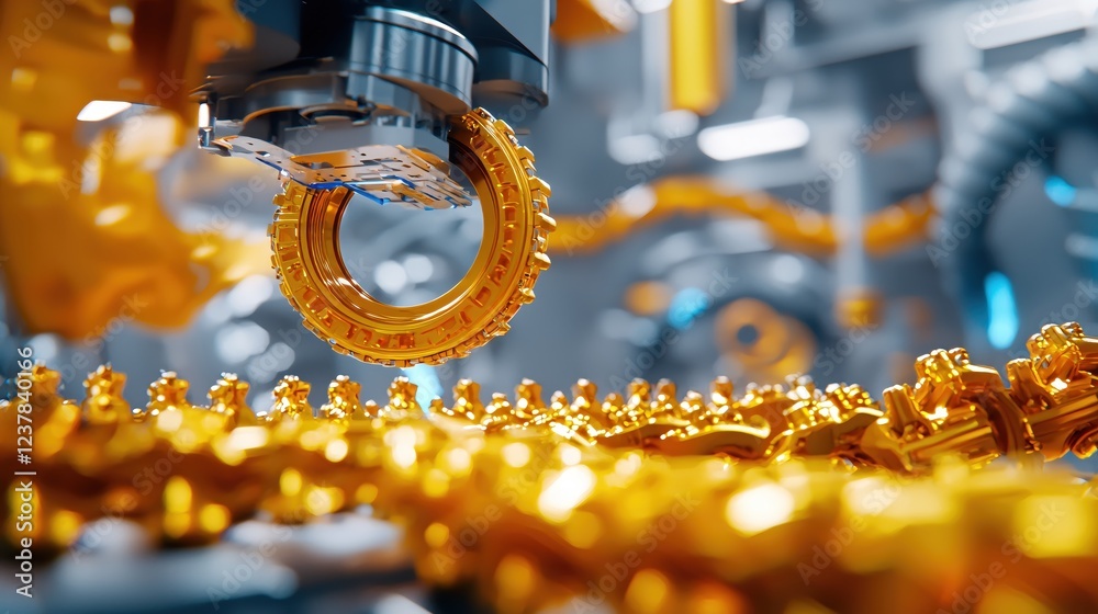 Poster advanced robotic manufacturing golden parts precision engineering technology